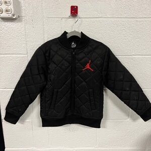 Jordan Kids Black Puffer Jacket with Red Logo